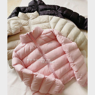 儿童短鸭绒羽绒衣宝宝保暖外套亲子款 韩版 女童立领轻薄羽绒服冬季