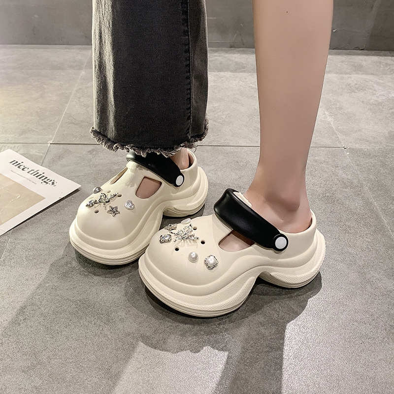 小码凉拖鞋3334包头半拖鞋两穿百搭不累脚2025新款洞洞鞋厚底增高