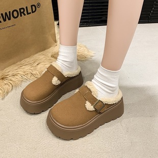 32码33小码半拖鞋34厚底加绒勃肯鞋保暖棉拖2025新款冬毛毛鞋外穿