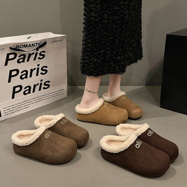 小码勃肯鞋女2025新款冬3334半拖雪地靴毛毛鞋外穿厚底增高加绒棉