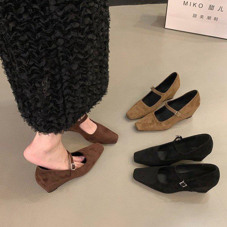 34码特小码女鞋加绒33一脚蹬懒人鞋秋冬毛毛鞋女外穿内增高勃肯鞋