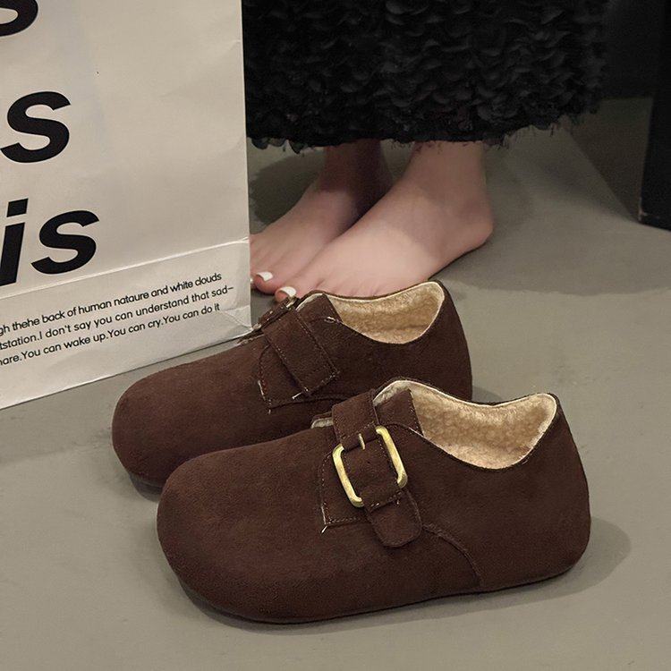 小码勃肯鞋3334绝美厚底女冬加厚皮毛一体2025新款小个子加绒棉鞋