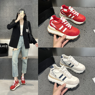 小码老爹鞋313233女款2025新款配阔腿裤超火显脚小厚底小个子运动