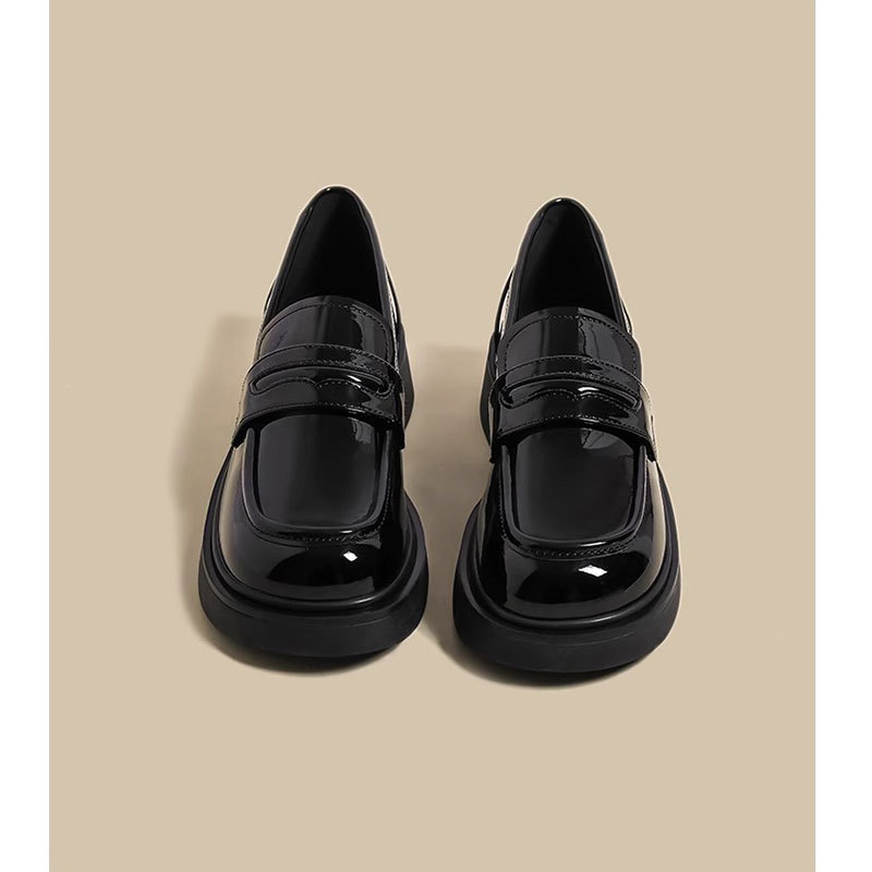 小码乐福鞋3234小个子增高厚底女舒适软底2025新款粗跟方头小皮鞋