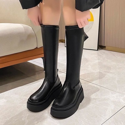 32码33特小码靴子秋季长筒靴女2025新款小个子内增高厚底骑士靴34