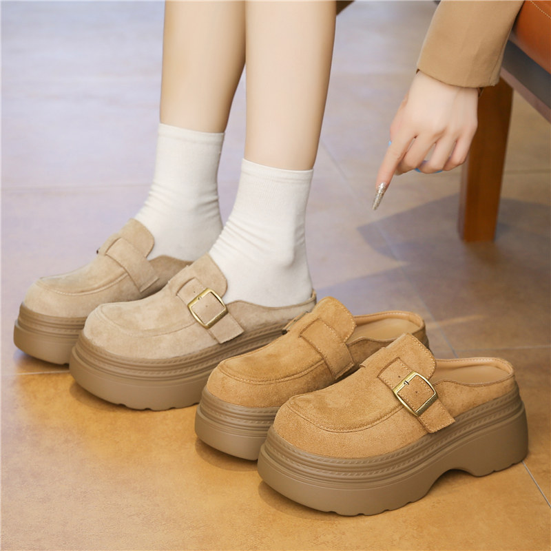 小码勃肯鞋3334半拖厚底小个子女2025新款一脚蹬包头外穿懒人复古