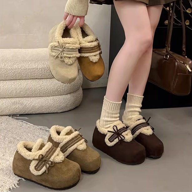 特小码勃肯鞋3334全包加绒厚底女2025新款超火一脚蹬保暖棉鞋增高,女鞋,时尚雪地靴,淘宝优惠券,粉丝福利购,淘宝优惠卷