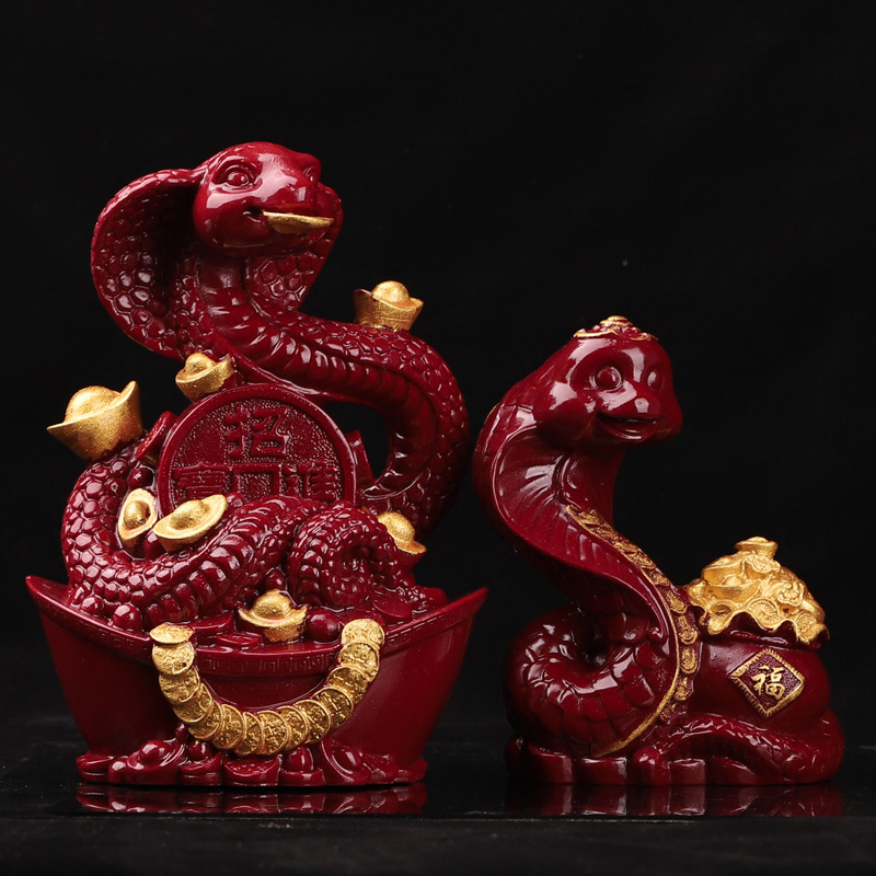 朱砂摆件蛇朱砂十二生肖大蛇摆件招财家居客厅办公装饰工艺品转运