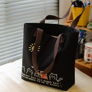 帆布包女2025新款 大容量单肩学生补习袋可爱高级感旅行帆布袋 春季