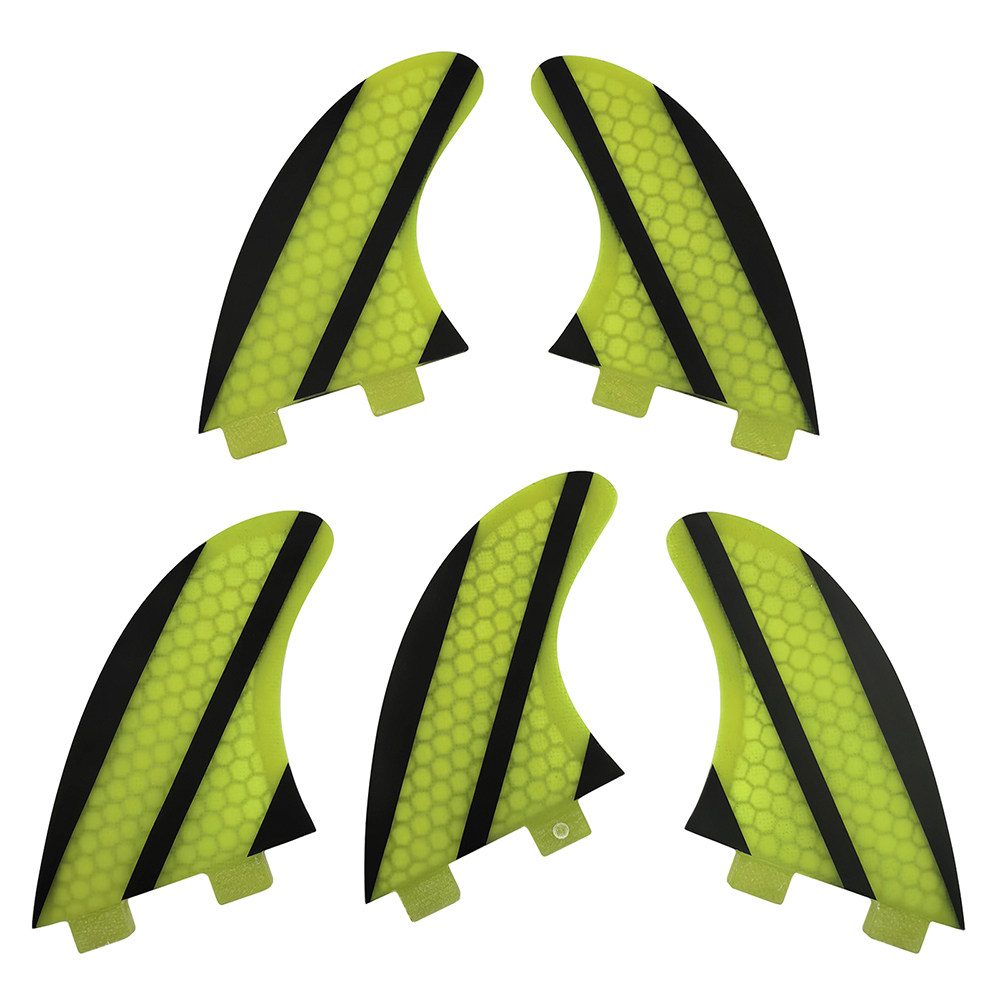 UPSURF黄底黑条纹尾舵FCS双底座鱼鳍冲浪配件蜂窝鳍surfboard fin