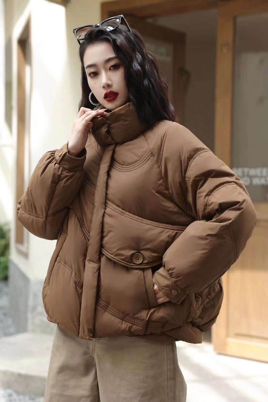 韩版短款立领小个子羽绒服