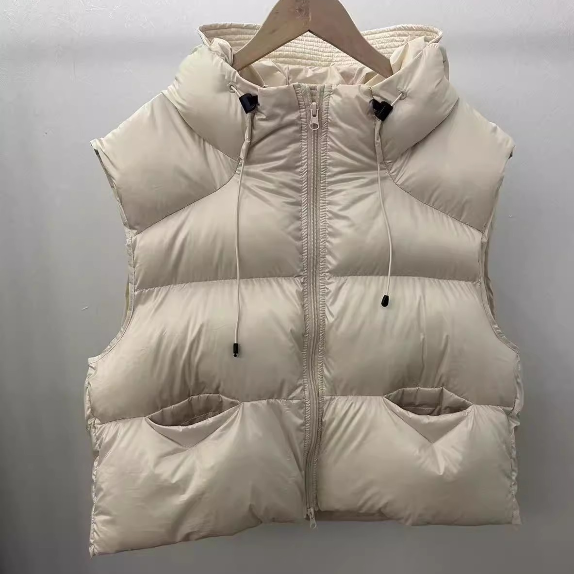 韩版短款连帽鹅绒马甲