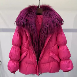皮草鹅绒服女2025冬新款可拆卸狐狸大毛领白鹅绒中长款加厚羽绒服