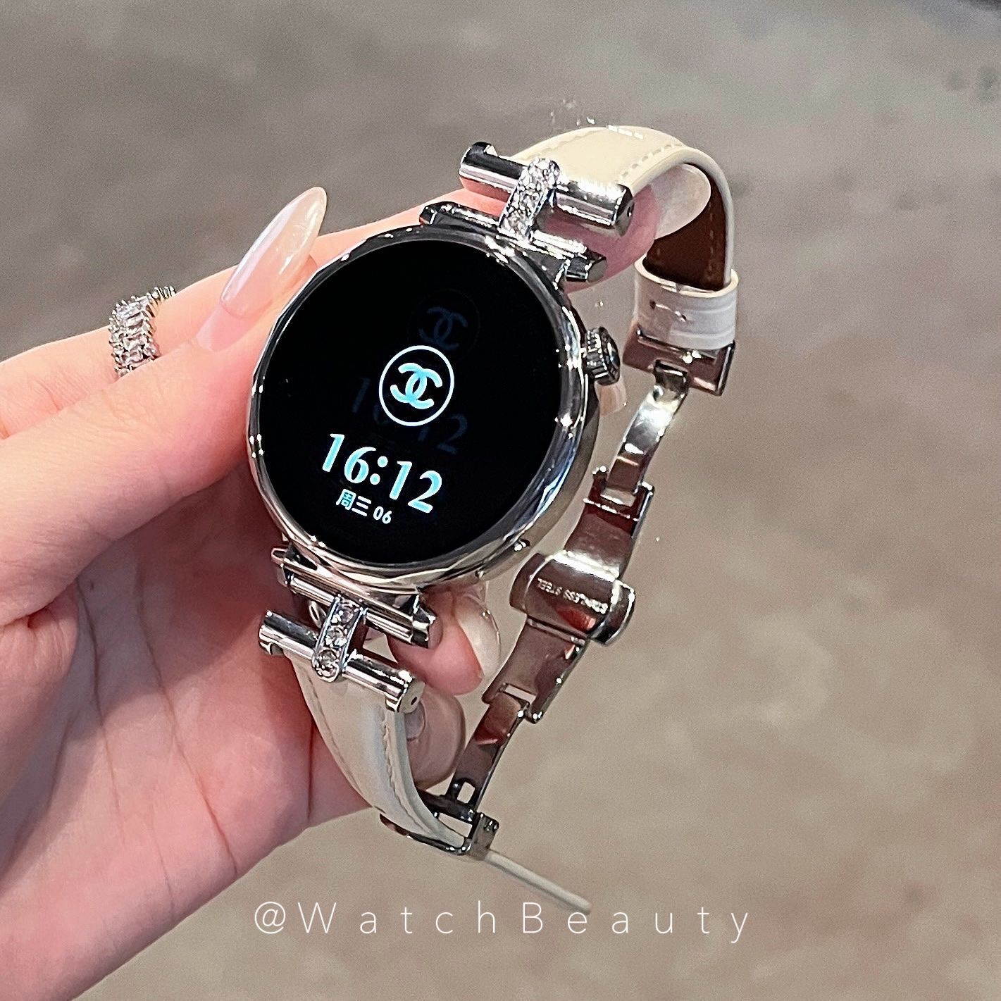 凯旋门GT6镶钻华为GT54手表表带3pro蝴蝶扣皮质女fit4适用watch54