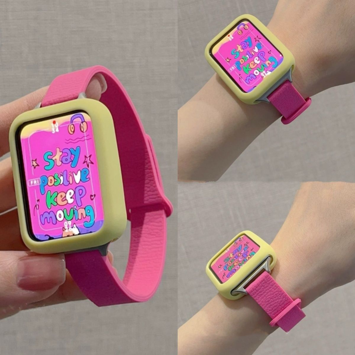 细款荔枝纹磁吸硅胶适用华为fit4手表带Fit4pro高级女款FIT3软壳