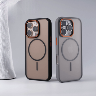 簡約磁吸適用iPhone16promax手機殼蘋果13裸機感15 14磨砂高級