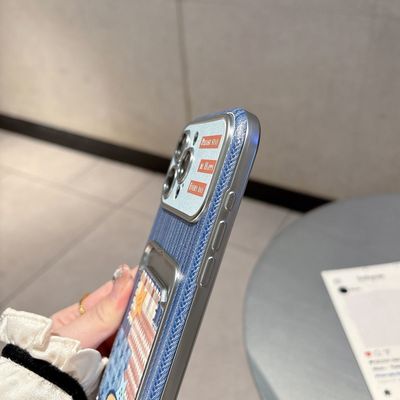 适用星星撞色拼接苹果17ProMax手机壳苹果16Pro15皮纹卡包iPhone1