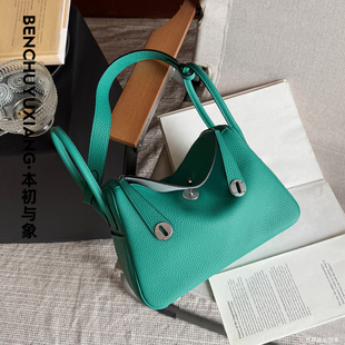 本初与象定制款头层牛皮林迪医生包拼色极简通勤实用女包单肩百搭