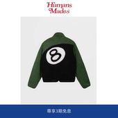 Mades Humans 加厚双面穿羊羔毛摇粒绒黑8台球印花外套夹克