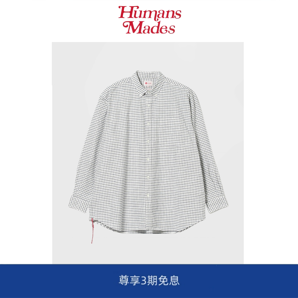 【Humans Mades】 Button 日本制 红绳格子纹休闲宽松长袖衬衫