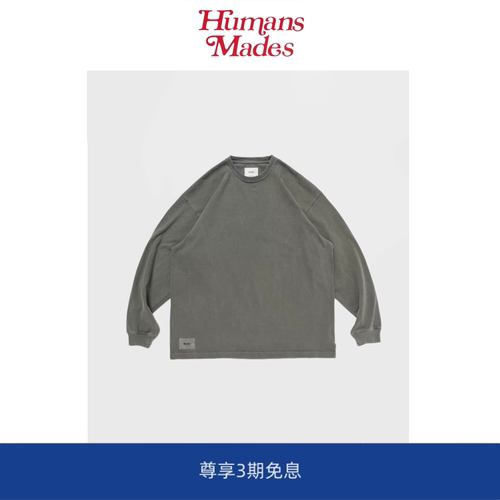 【Humans Mades】潮牌WTAPS SIGN-OD LS 圆领休闲复古水洗长袖T恤