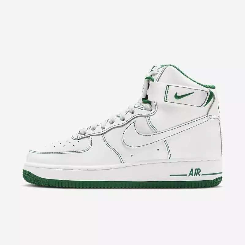 NIKE耐克 Air Force AF1白绿空军一号经典女子高帮板鞋DV1138-101