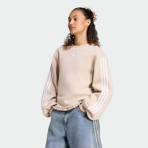 三叶草女装舒适宽松圆领套头卫衣
