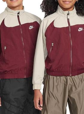 Nike耐克大童装 时尚潮流拼色立领夹克外套FN9134-619