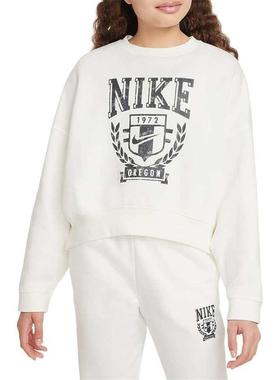 Nike耐克大童装 时尚简约运动休闲圆领套头卫衣FZ4722-133