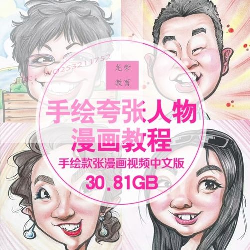 零基础手绘夸张人物漫画视频教程自学Q版似颜绘肖像素材夸张漫画