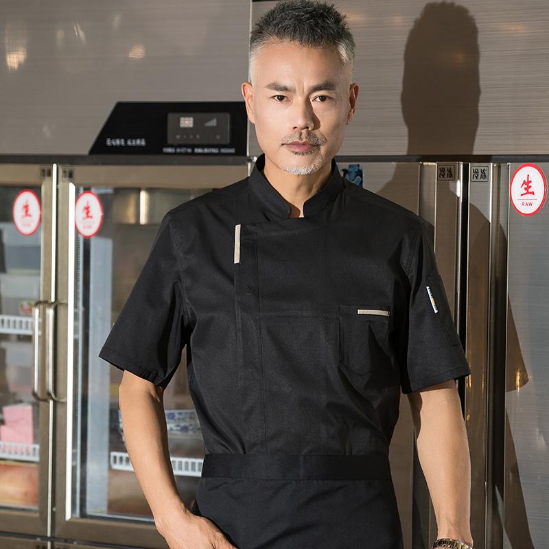 厨师工作服男夏季短袖纯棉烘焙甜品师酒店后厨定制图片