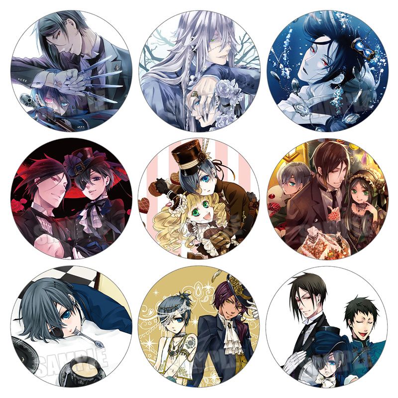 黑执事Black Butler动漫徽章 夏尔塞巴斯蒂安格雷尔吧唧胸章9种/B
