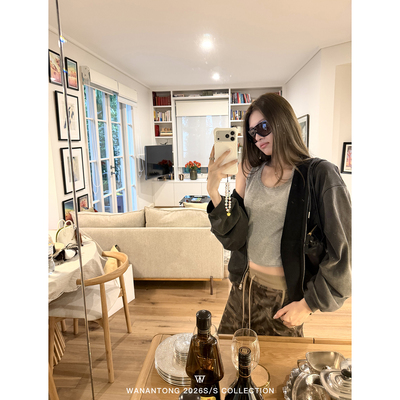 WANANTONG 各种穿不停LA street 成衣炒雪花重水洗 卫衣外套女春