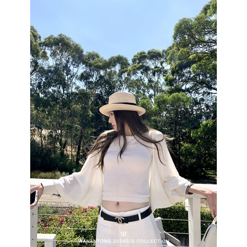 WANANTONG 呼吸套组 自在百分百轻薄感背心+罩衫两件套女春季
