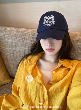 WANANTONG RL温网限定 Wimbledon全亚麻刺绣衬衫女夏季显瘦衬衣