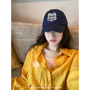 WANANTONG RL温网限定 Wimbledon全亚麻刺绣衬衫女夏季显瘦衬衣