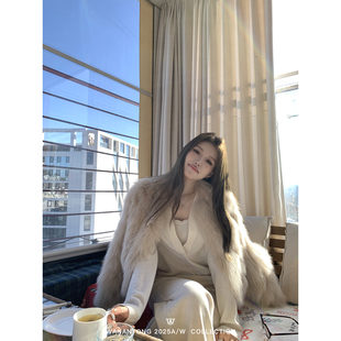 WANANTONG 白冰玉 定染低饱和温润saga进口狐狸毛皮草女冬季