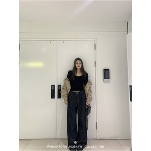 WANANTONG 童氏出品腔调牛牛 自带腰带Row系牛仔裤直筒长裤女