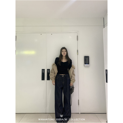 WANANTONG 童氏出品腔调牛牛 自带腰带Row系牛仔裤直筒长裤女