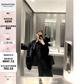 西班牙进口小拉贡美丽奴皮毛一体冬季 WANANTONG 黑曜石 女皮草