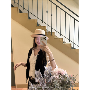 绅士粗针毛织系带马甲女春季 法式 外搭 叠搭艺术家 WANANTONG