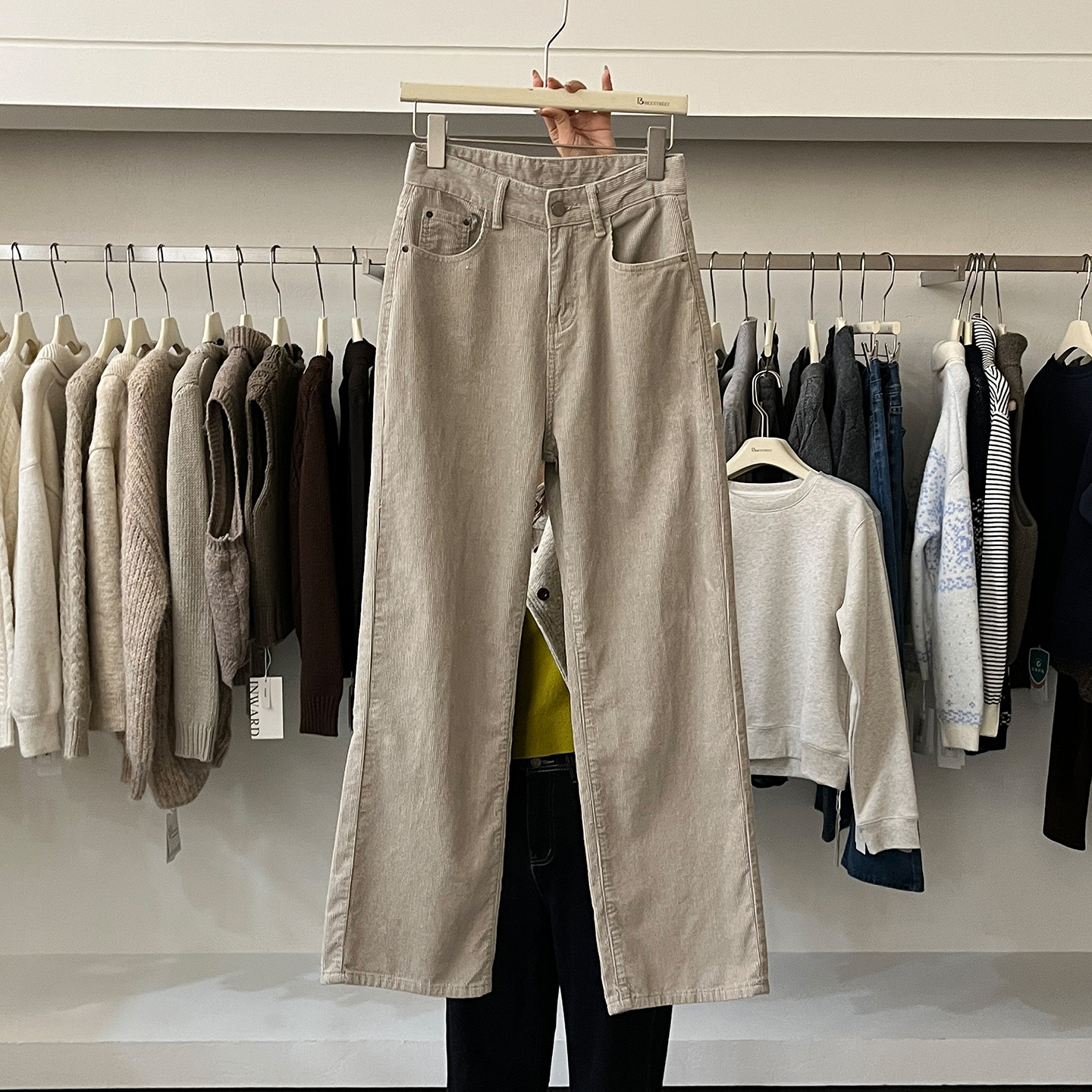 高腰直筒裤休闲灯芯绒长裤