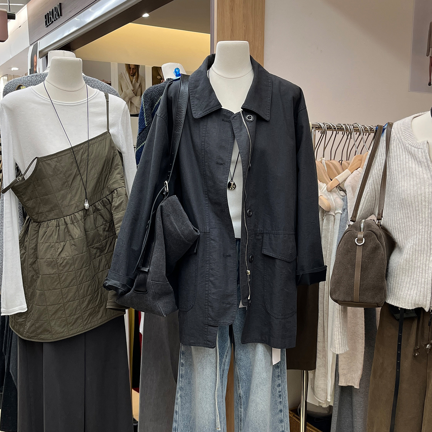 流行风格中长款休闲风衣外套