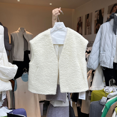 羊羔毛坎肩背心宽松短款马甲外套