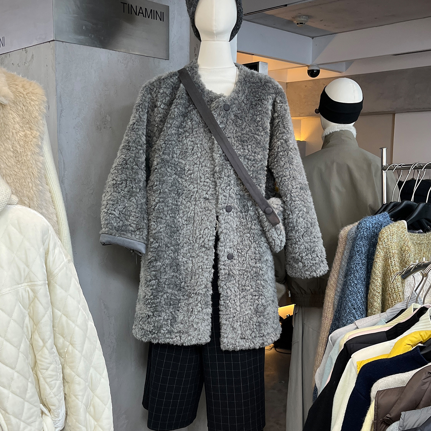 毛绒皮草大衣皮毛一体羊羔毛外套