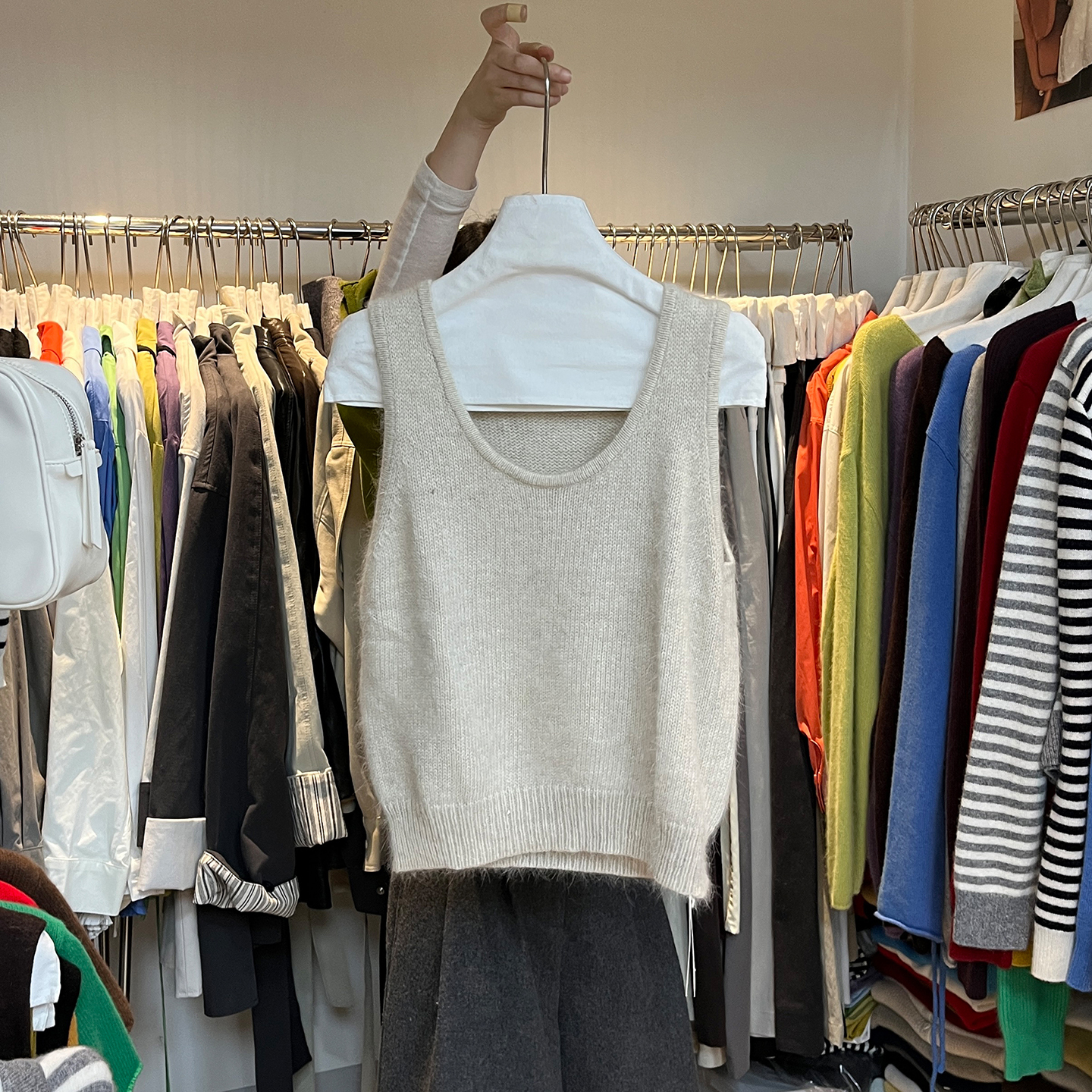 纯色针织衫圆领毛衣背心女