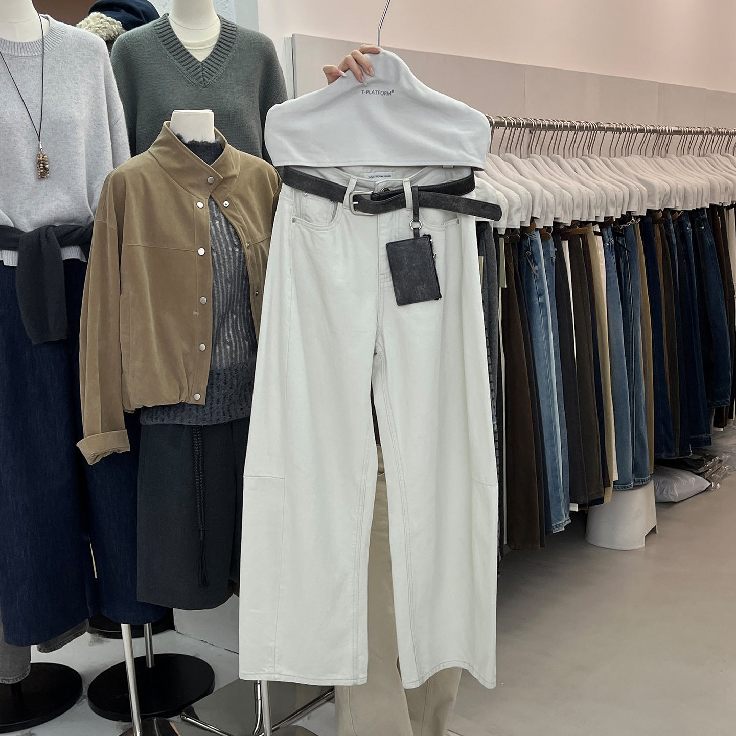 高腰阔腿裤加绒休闲长裤女