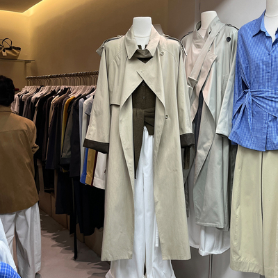 长款经典肩章风衣外套女