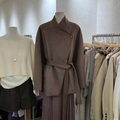 极简风立领风衣外套女高级感大衣