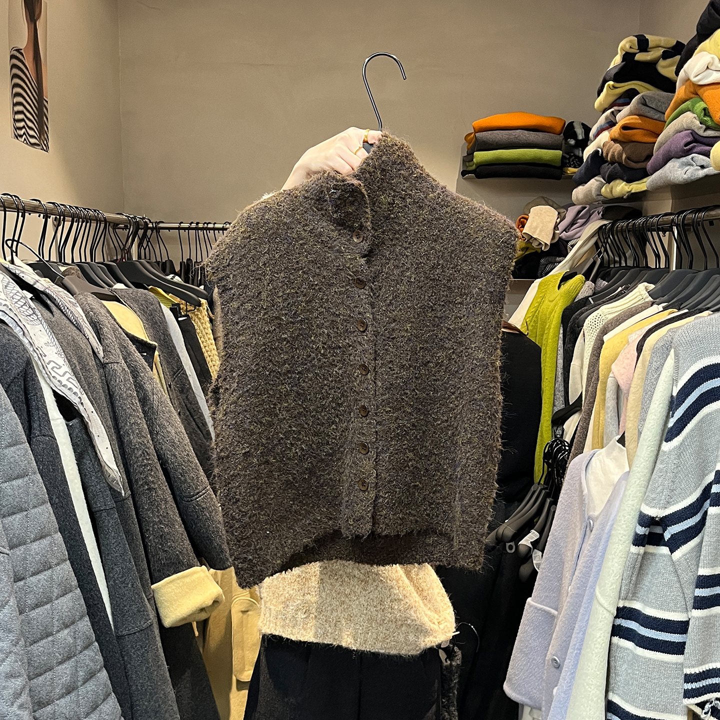 针织衫短款高领毛衣马甲外套女